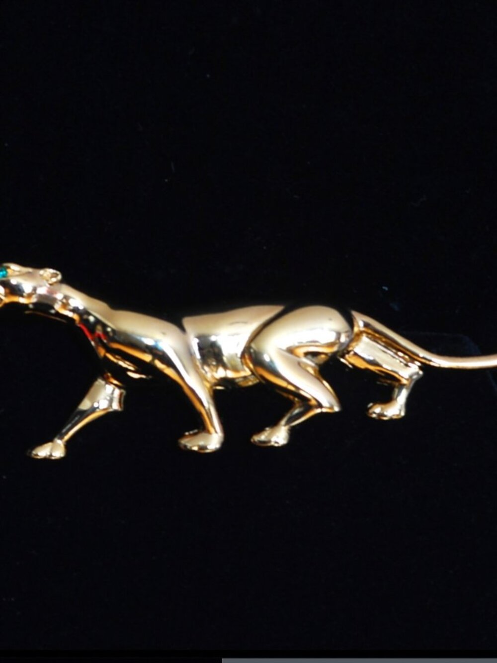 Nina Ricci Sleek Green Eyed Panther Pin - Signed